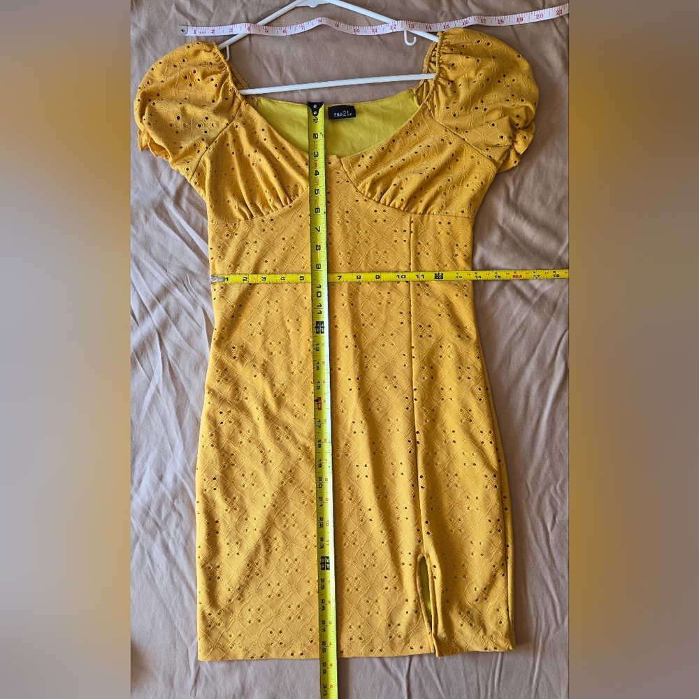 Rue21 Lined Dress With Hole Pattern & Ruffle Sleeves & a Form Fit, S? - Picture 5 of 5